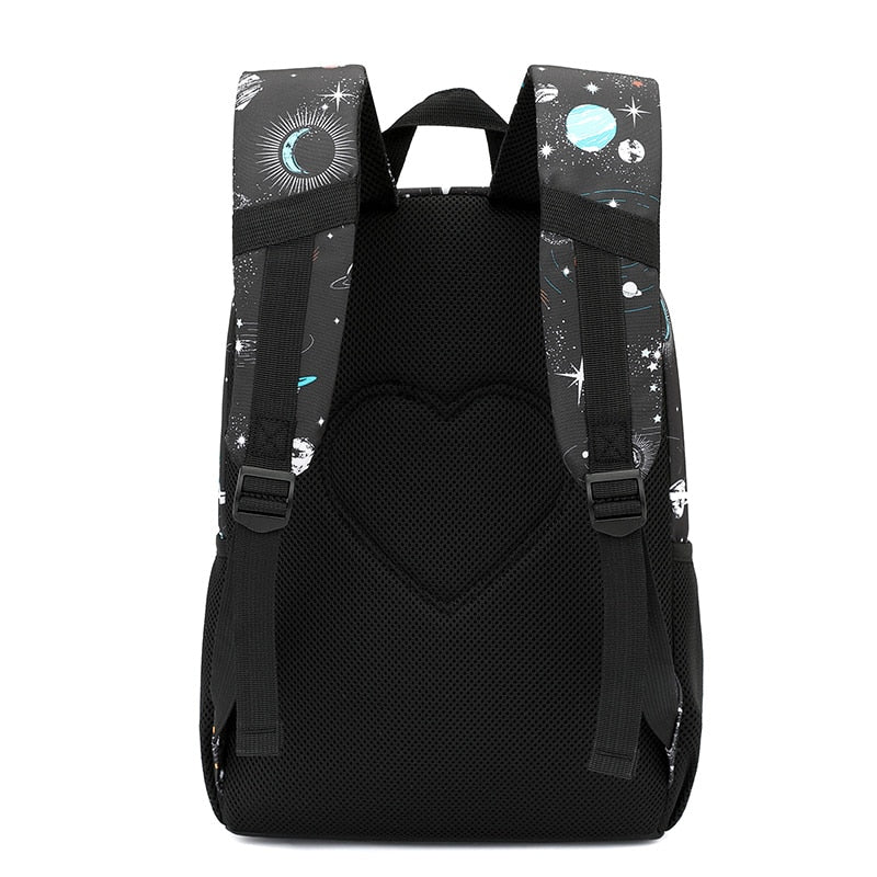 Mochila escolar infantil ZIRANYU com design espacial, ideal como mochila resistente para escola.