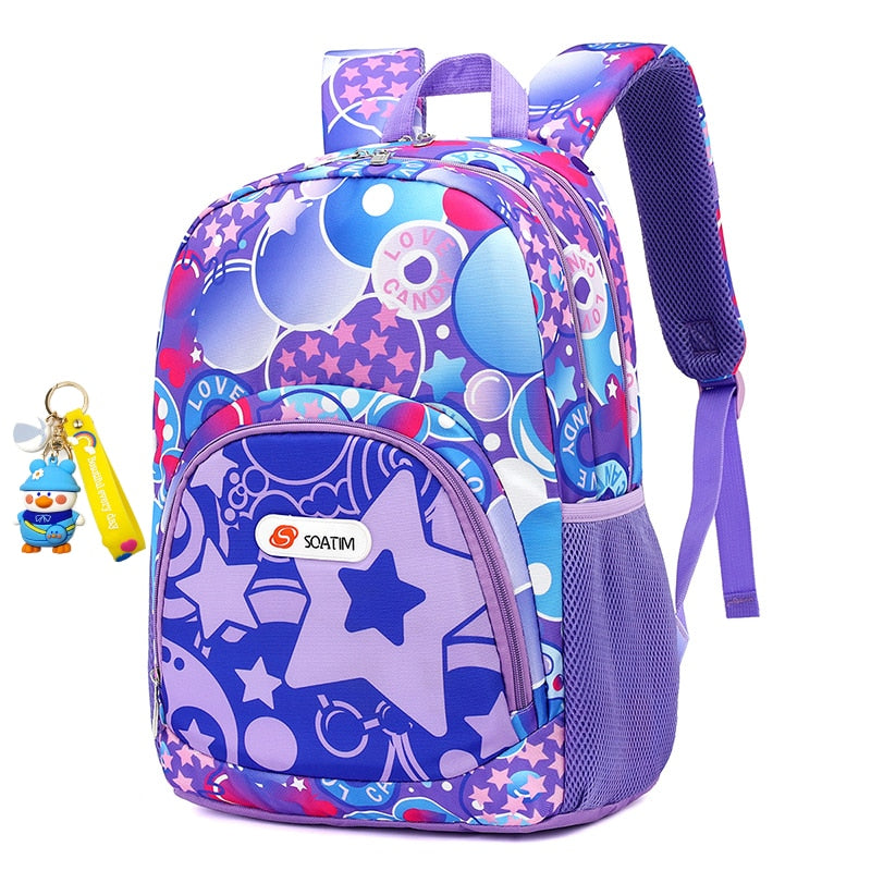 Mochila escolar infantil ZIRANYU com design colorido e compartimentos, ideal como mochila resistente para escola