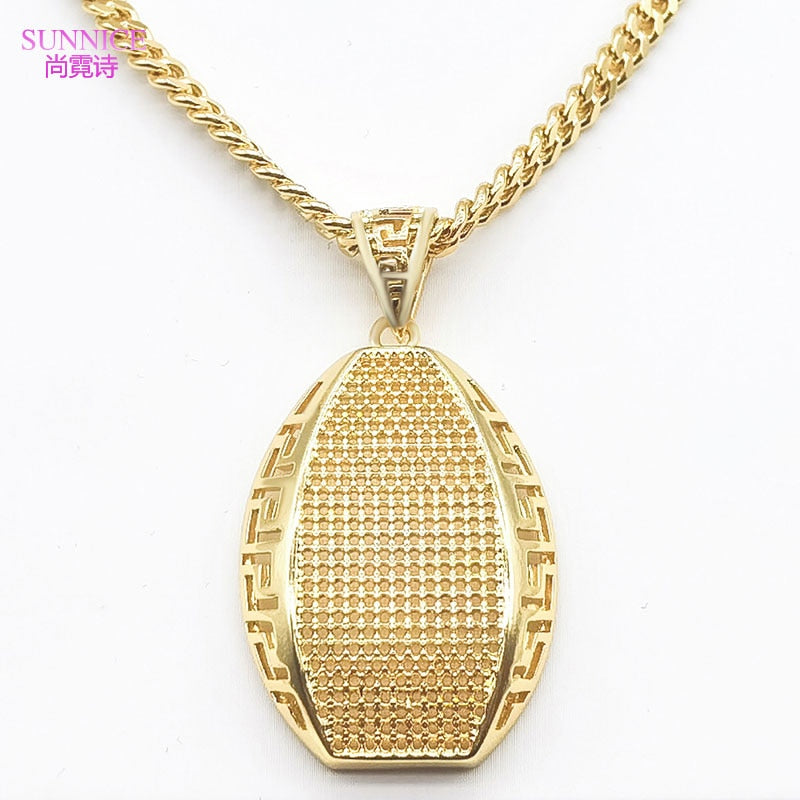 Conjunto de joias femininas SUNNICE com colar e brincos banhados a ouro, elegantes e brilhantes.