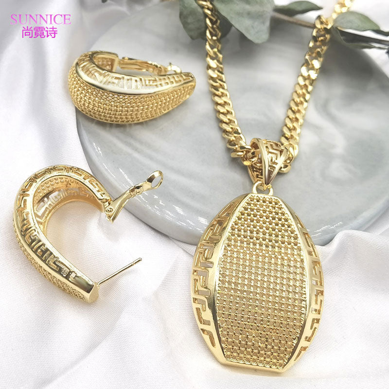 Conjunto de joias femininas SUNNICE com colar e brincos banhados a ouro elegantes e sofisticados