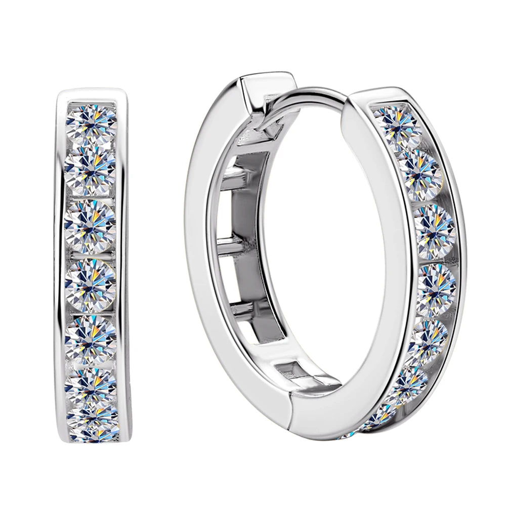 Brincos moissanite prata esterlina com design moderno e pedras brilhantes para mulheres elegantes