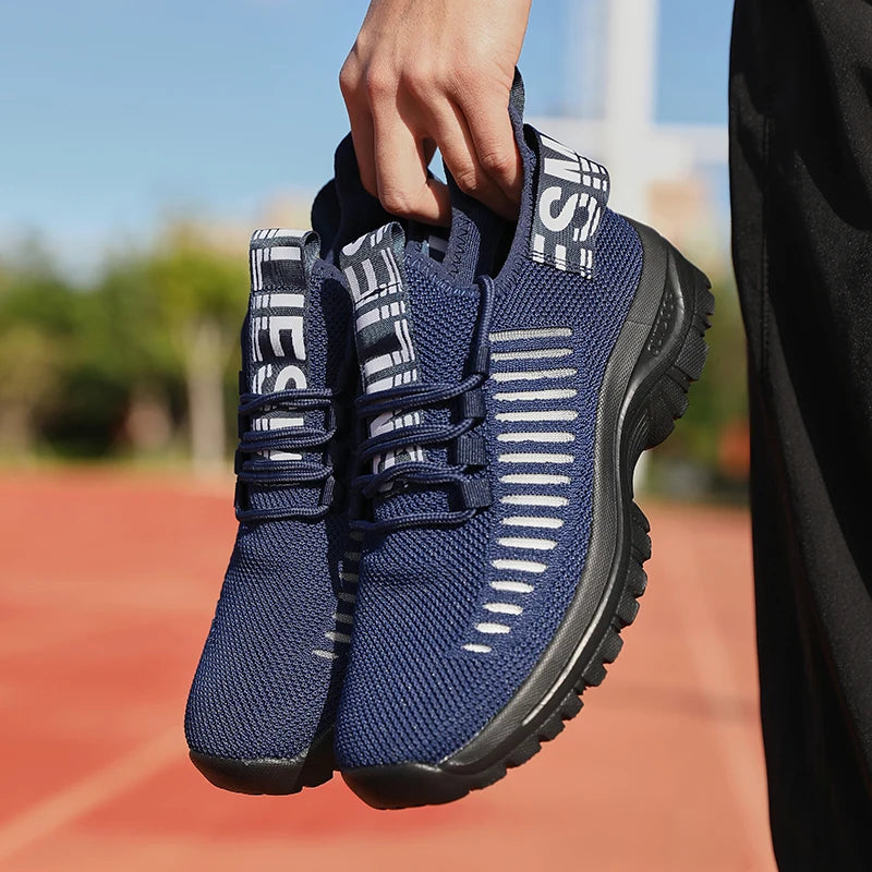 Tênis de corrida masculino confortável ZULIWAGN em azul com design respirável e solado aderente