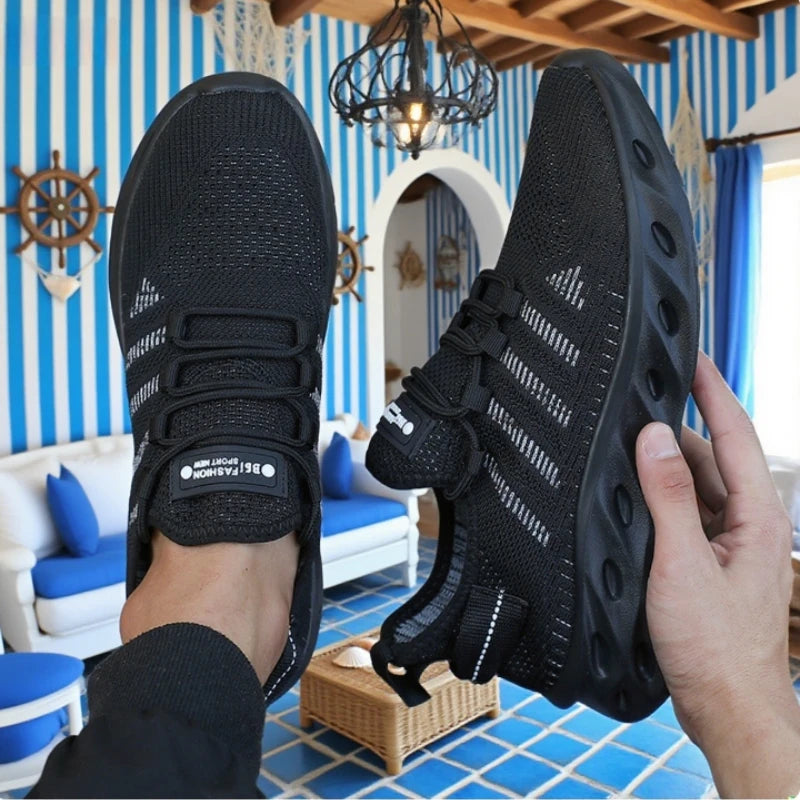 Tênis esportivo masculino absorção de impacto com design respirável e solado antiderrapante