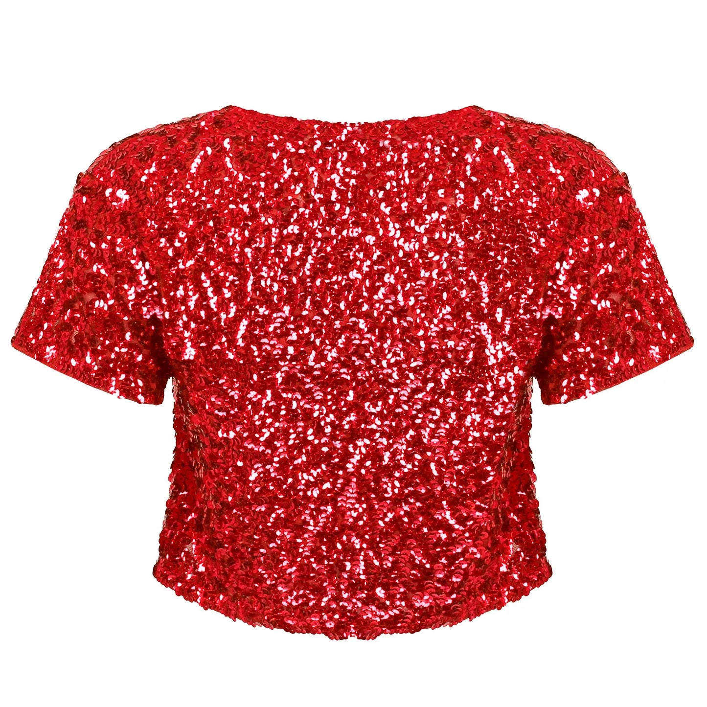 Casaco feminino retro com lantejoulas vermelhas brilhantes ideal para festas e eventos especiais