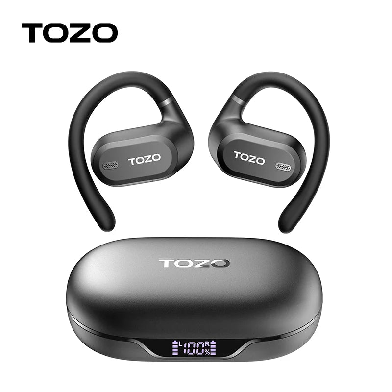Fones de ouvido bluetooth esportivo TOZO com um estojo de carregamento elegante e design ergonômico