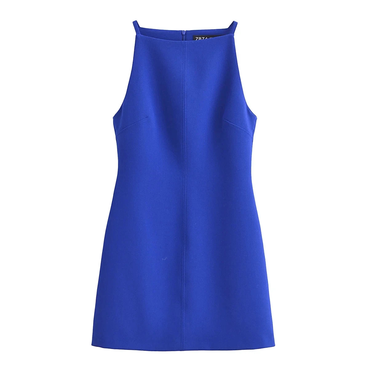 Vestido feminino curto elegante em azul vibrante, perfeito para ocasiões especiais e eventos casuais