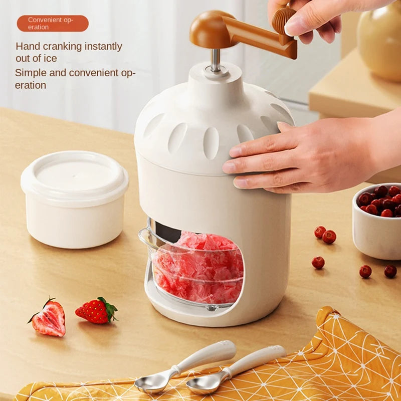 Máquina manual de fazer raspa de gelo MILESEEY com triturador de gelo manual e operação prática.