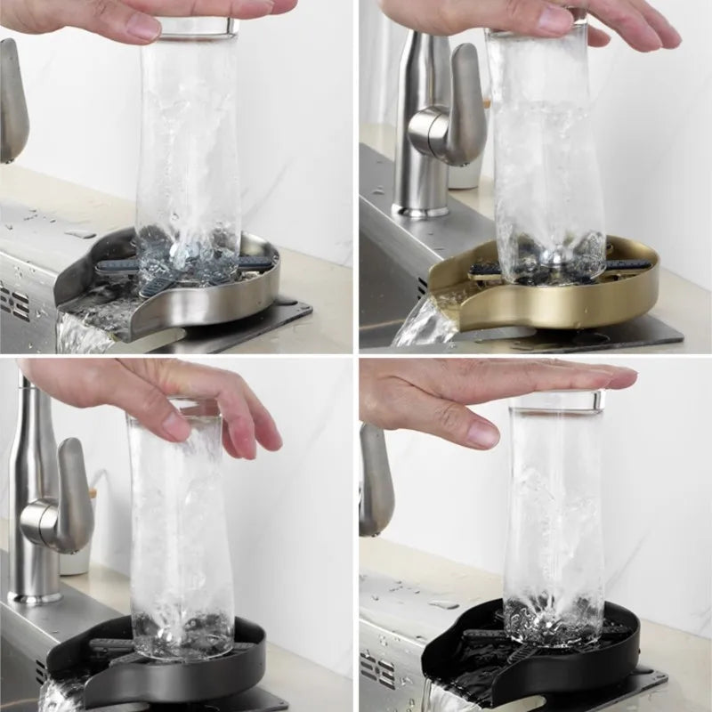 XINCHEN lavador de copos de bancada mostrando enxágue de copo com jatos de água sob a torneira limpador de copos profissional restaurante