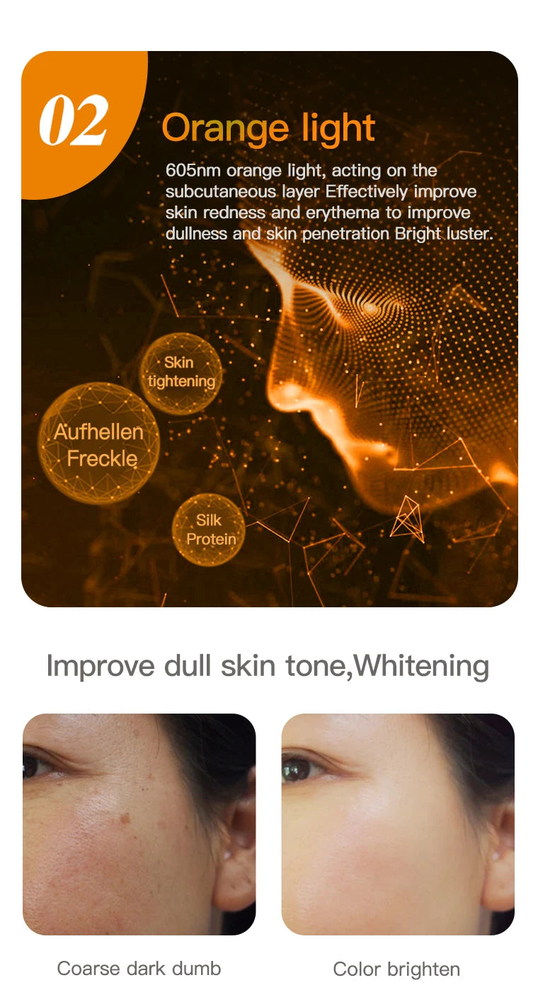 Máscara fotodinâmica facial VANCOSTAR com tratamento antiacne com luz led para melhorar tom e clarear a pele