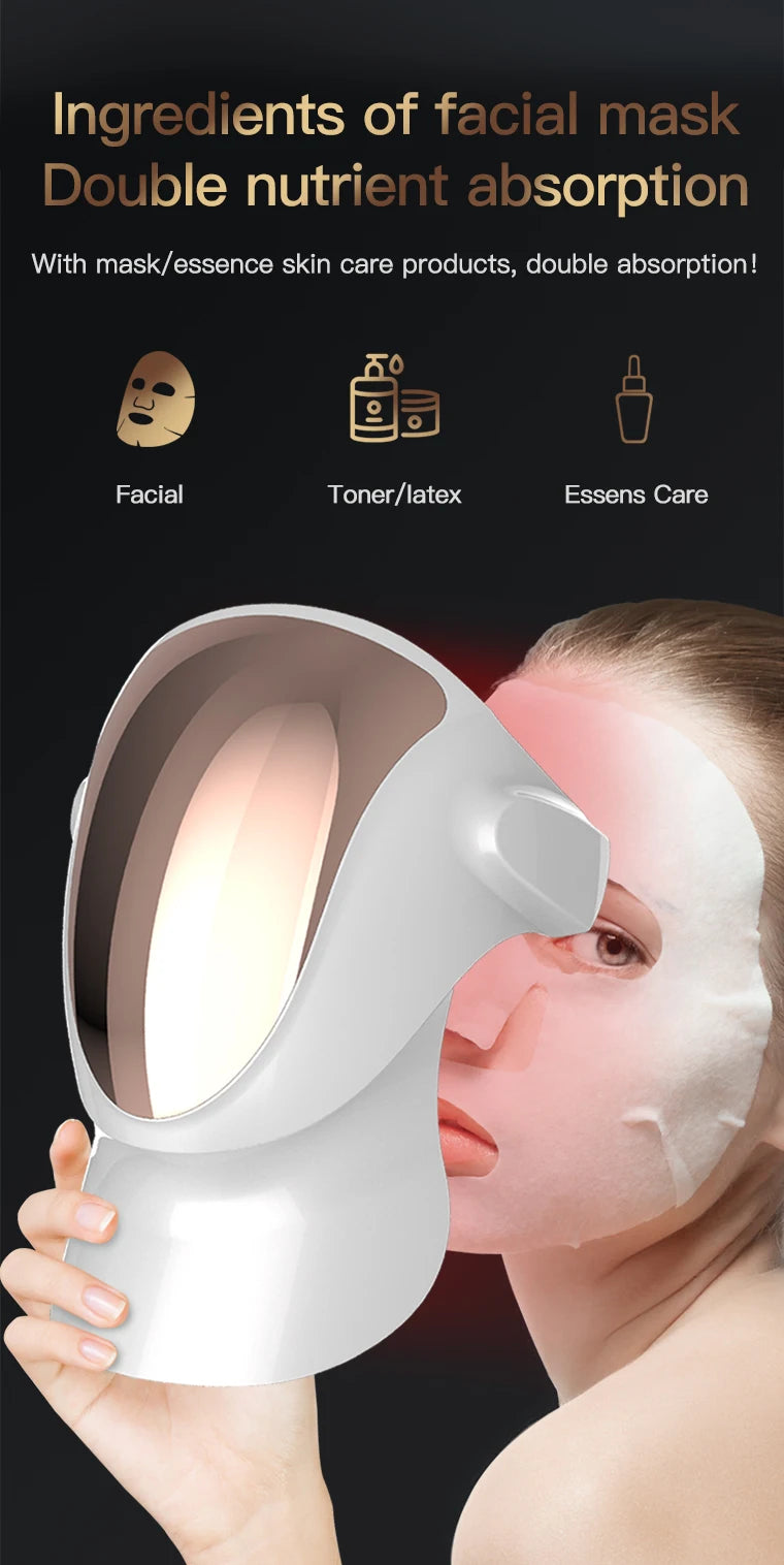 Máscara fotodinâmica facial VANCOSTAR para tratamento antiacne com luz led, dupla absorção de nutrientes