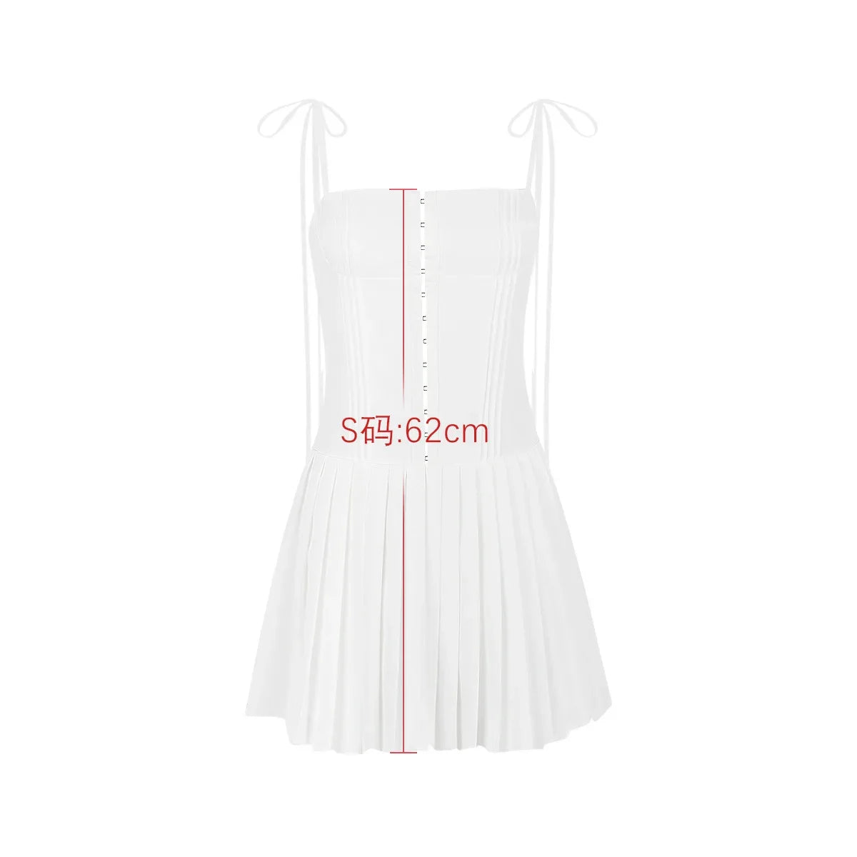 Vestido branco A-line bodycon da SUNINHEART com alças ajustáveis e saia plissada