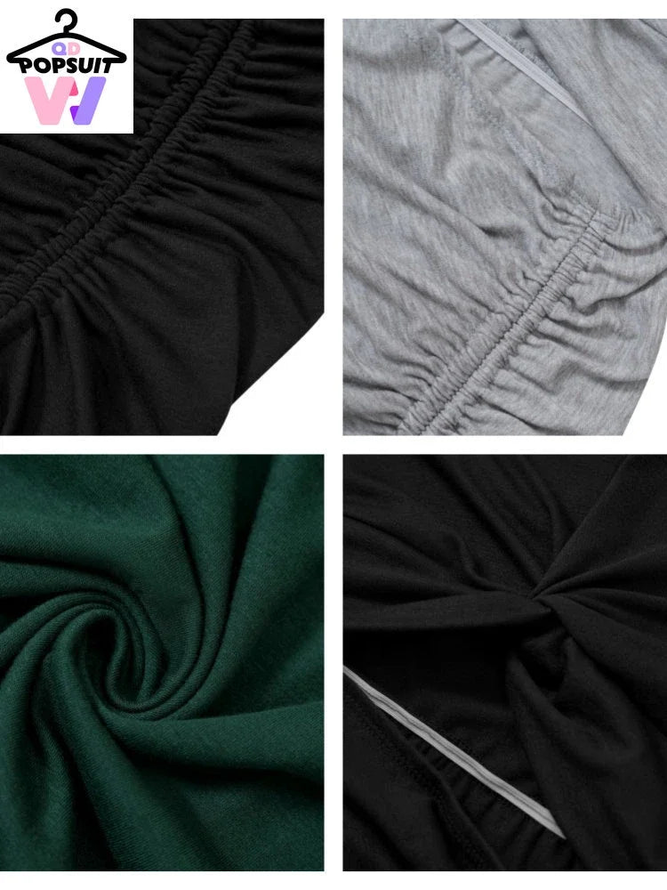Tecidos variados de vestido feminino sexy com detalhes franzidos e texturas distintas