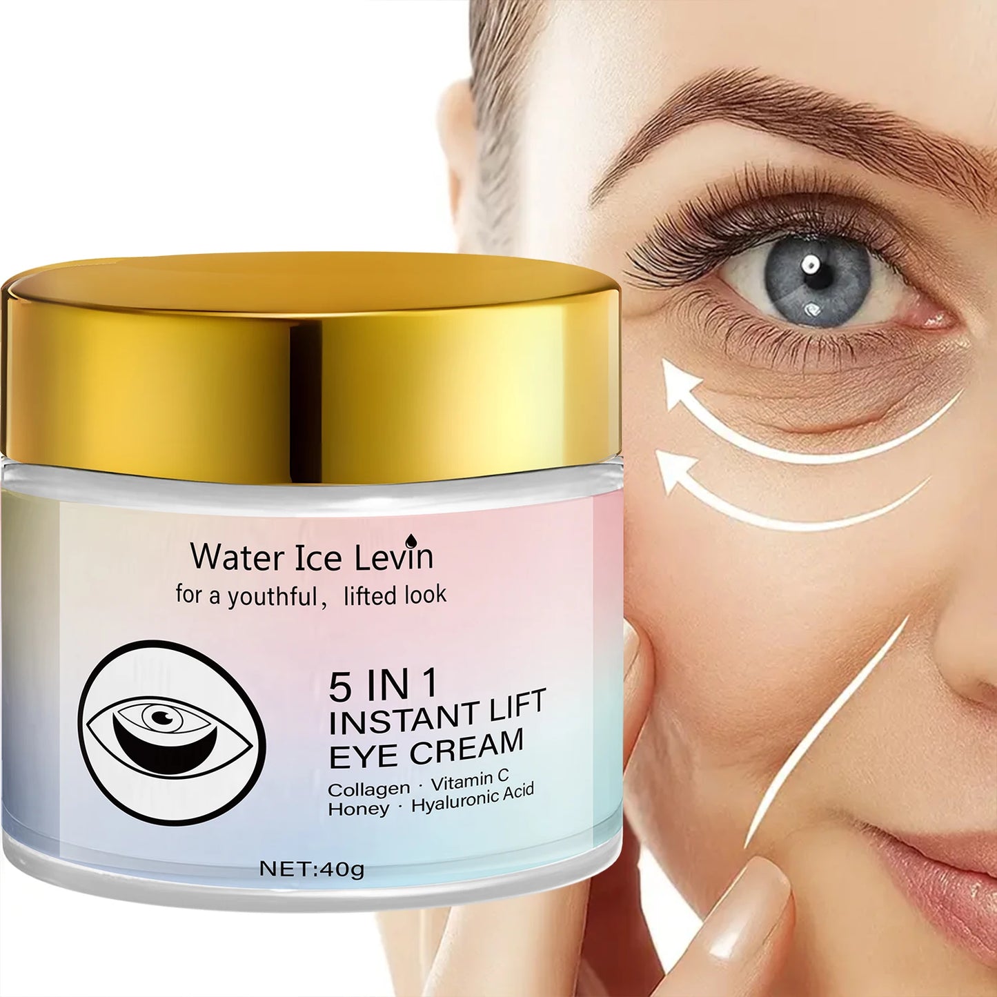 Creme rejuvenescedor 5 em 1 para área dos olhos Water Ice Levin com colágeno e vitamina C