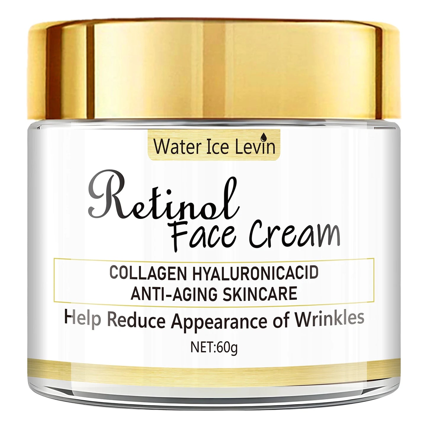 Creme facial Water Ice Levin com retinol, colágeno e ácido hialurônico, hidratante facial antissinais vitamina C e E.