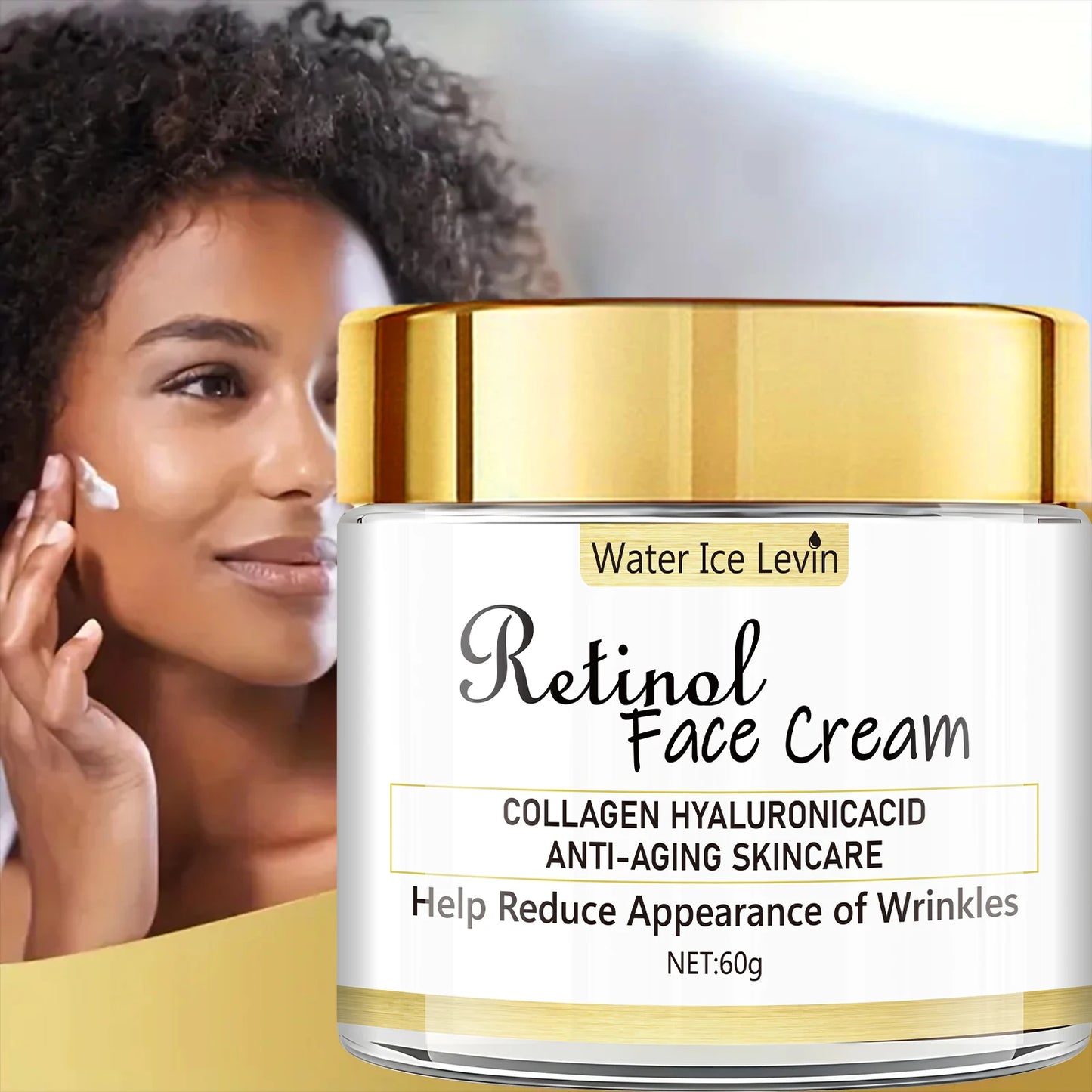 Creme de tratamento facial Water Ice Levin com vitamina C e E, hidratante facial antissinais vitamina C e E