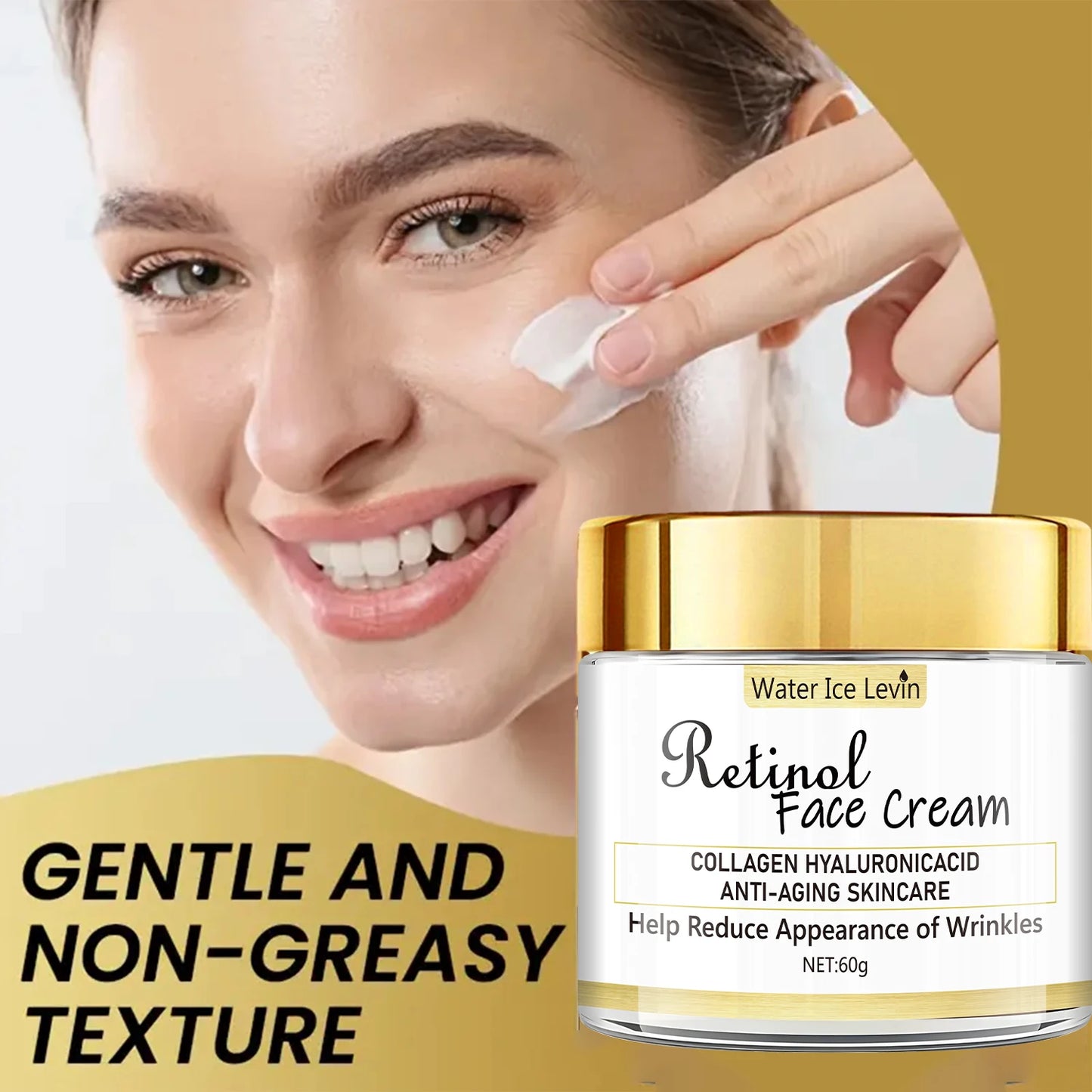 Creme de tratamento facial Water Ice Levin com vitamina C e E, hidratante facial antissinais
