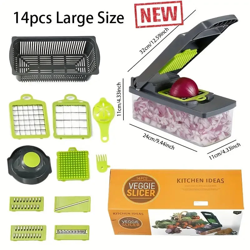 Fatiador manual de legumes MIJIA com 14 peças para picador de vegetais multifuncional em cozinha