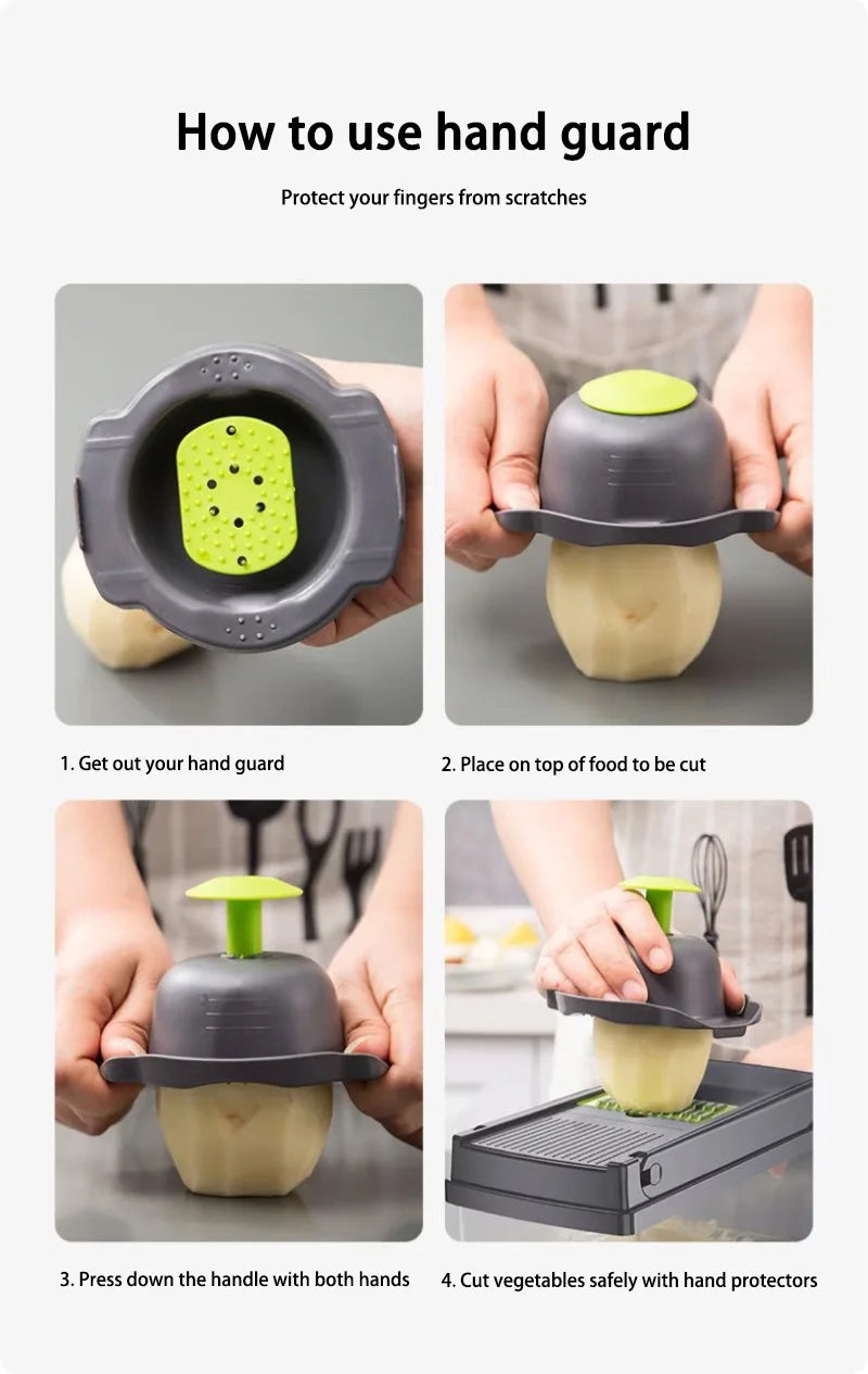 Fatiador manual de legumes MIJIA com instruções de uso para picador de vegetais multifuncional