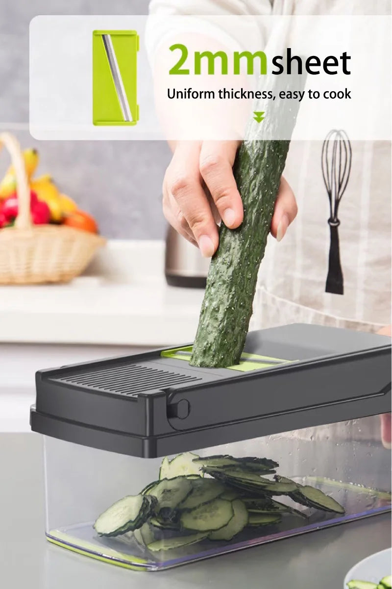 Fatiador manual de legumes MIJIA com lâmina de 2mm, ideal para preparo uniforme usando o picador de vegetais multifuncional