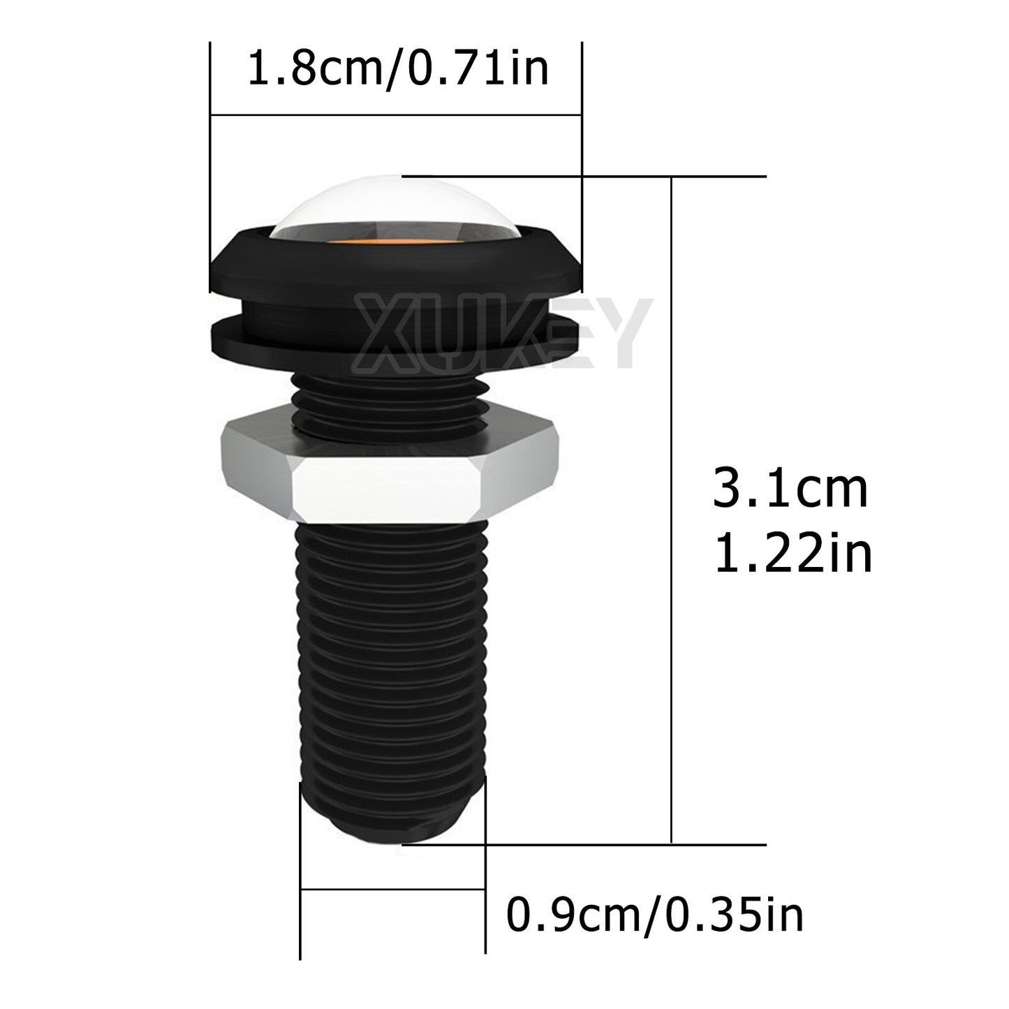 Faróis automotivos de neblina AUTOXBERT com iluminação frontal âmbar LED para carro, medindo 3.1 cm de altura