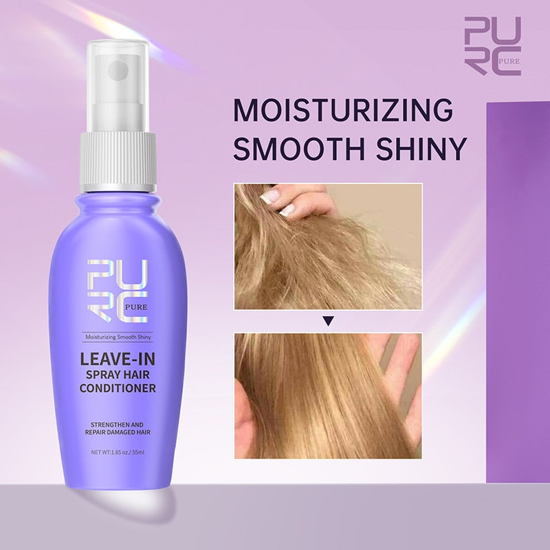Condicionador leave-in PURC para cabelos secos, tratamento e reparação que elimina o frizz