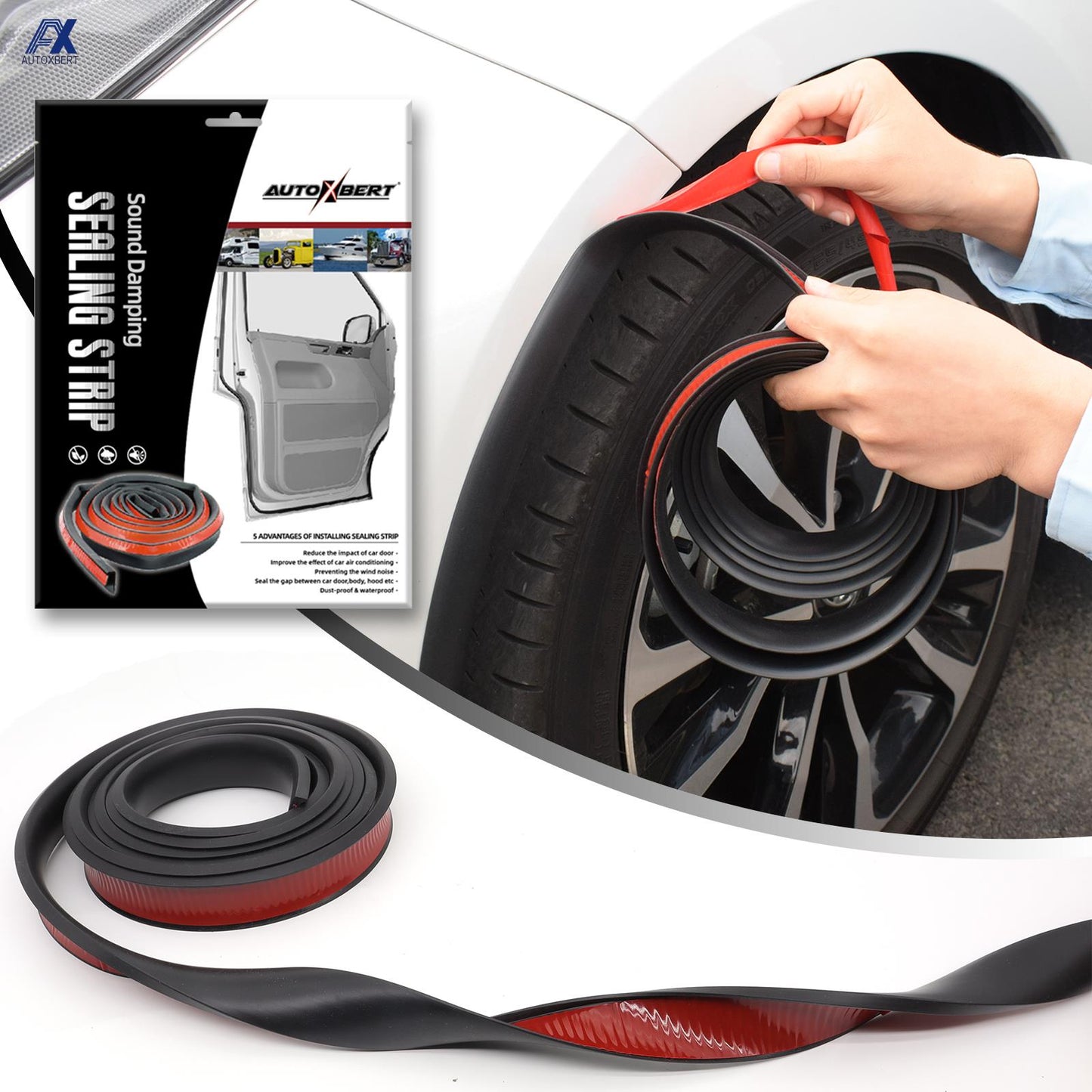 Protetor de sobrancelha para carro AUTOXBERT em formato de fita, ideal para vedação de portas e redução de ruídos.