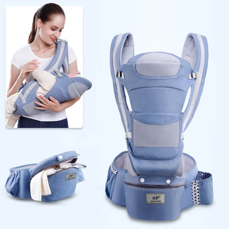 Mochila ergonômica DAJINBEAR canguru com assento de quadril para transporte confortável de bebês.