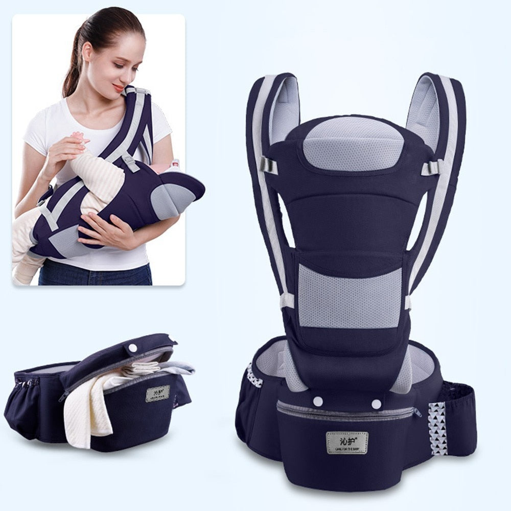 Mochila ergonômica DAJINBEAR para transporte de bebês, ideal como canguru com assento de quadril.