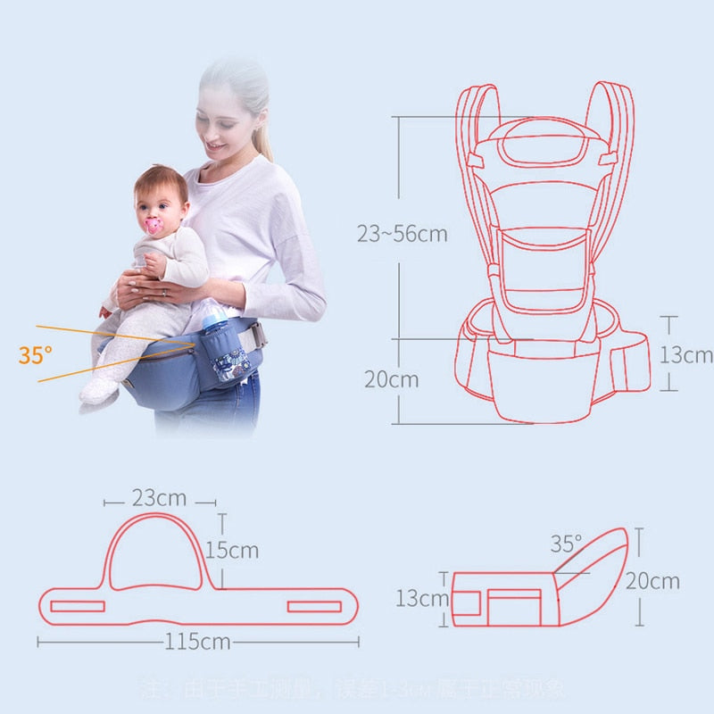 Mochila ergonômica da DAJINBEAR, canguru com assento de quadril, ideal para conforto no transporte de bebês