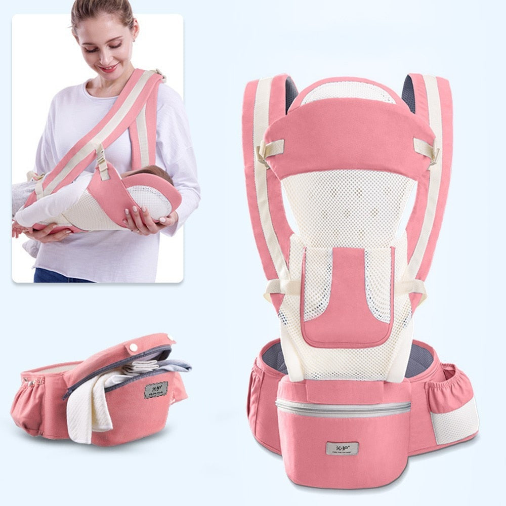 Mochila ergonômica DAJINBEAR para transporte de bebês com canguru com assento de quadril e design confortável.