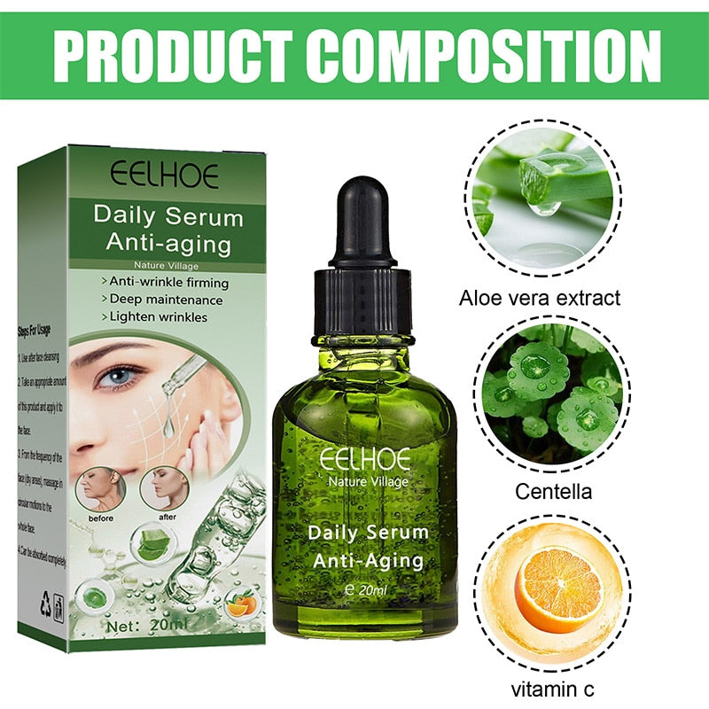 Sérum diário EELHOE para tratamento para linhas finas com extrato de aloe vera e vitamina C