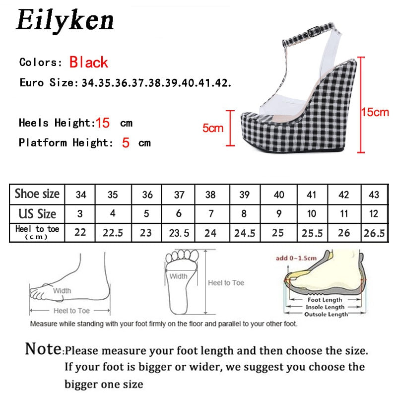 Sapatos transparentes moda feminina EILYKEN em preto com salto alto estilo plataforma