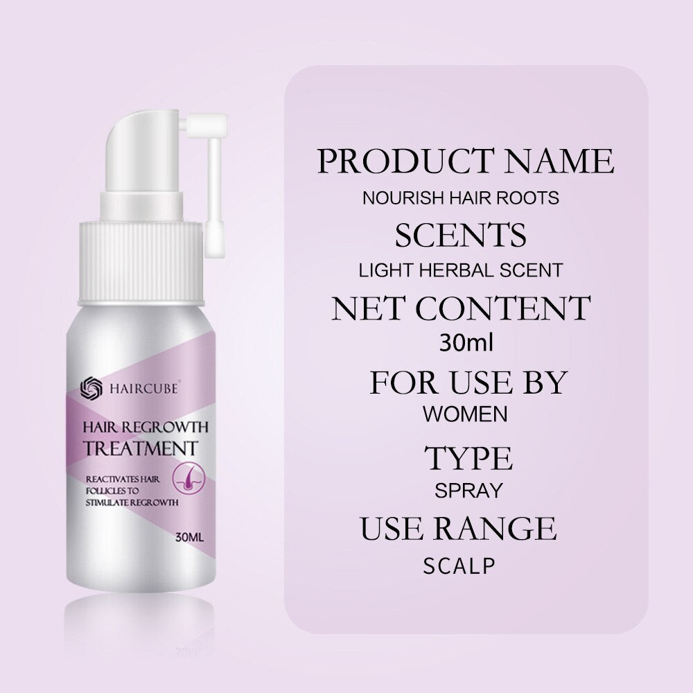 Tratamento para crescimento capilar HAIRCUBE em spray de 30ml com aroma herbal leve