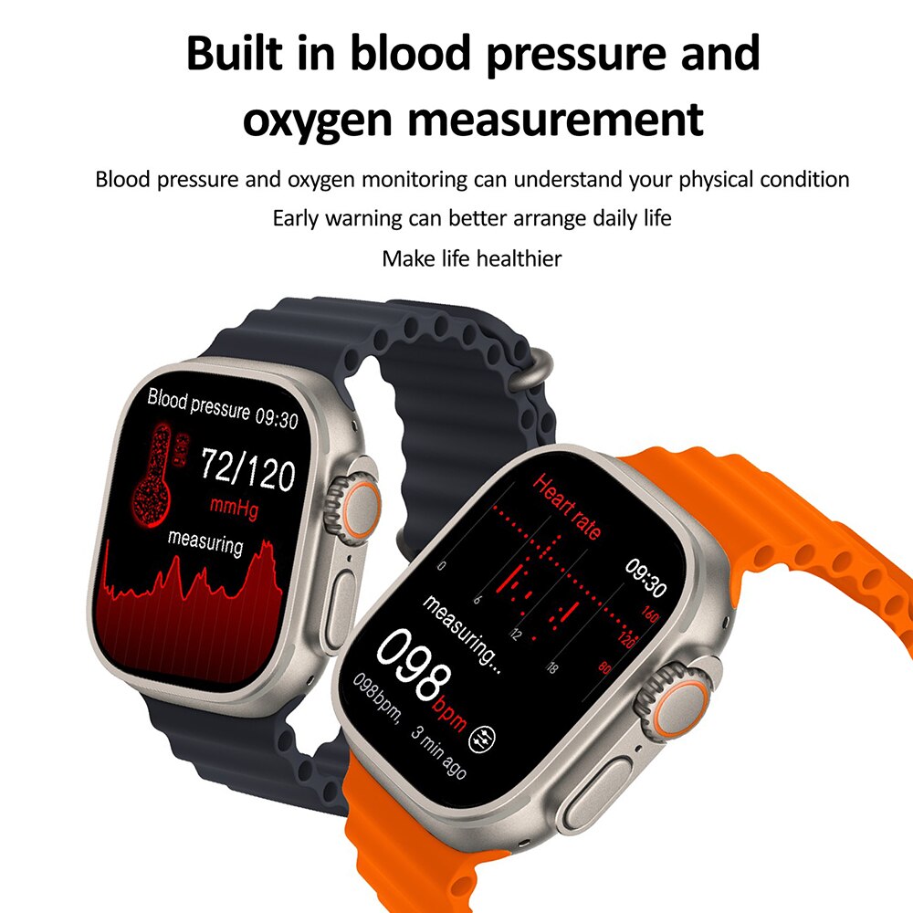 Relógio HK8 Pro Max masculino com monitoramento de pressão arterial e oxigênio no sangue