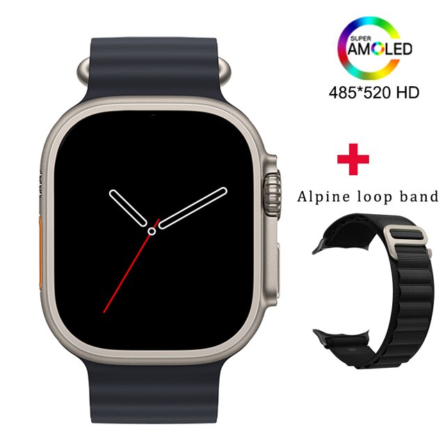 Relógio HK8 Pro Max masculino com tela Super AMOLED e pulseira Alpine loop, design moderno e elegante