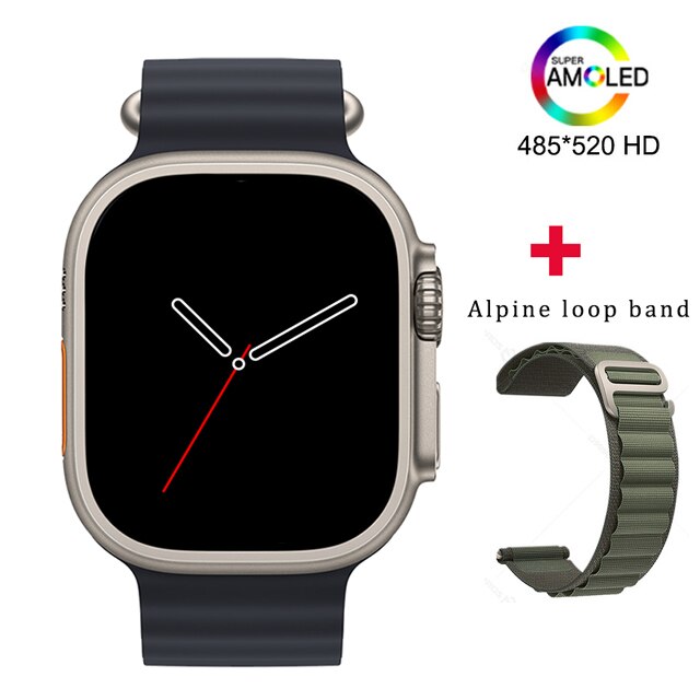 Relógio HK8 Pro Max masculino com tela Super AMOLED de 485x520 HD e pulseira Alpine Loop