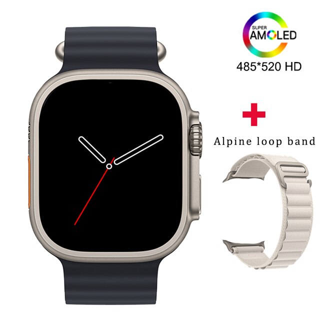 Relógio HK8 Pro Max com tela Super AMOLED de 485x520 HD e pulseira Alpine Loop