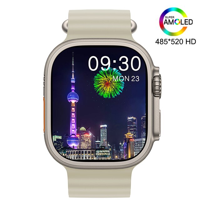 Relógio de pulso masculino ZODVBOZ HK8 Pro Max com tela Super AMOLED de 485x520 HD
