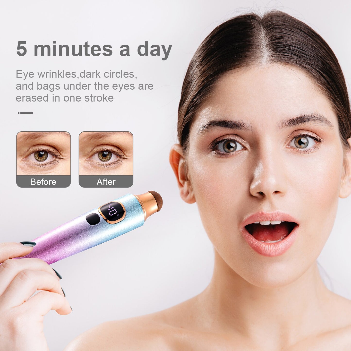 Massageador elétrico para os olhos LESCOLTON para massagem de beleza para rugas em apenas 5 minutos por dia