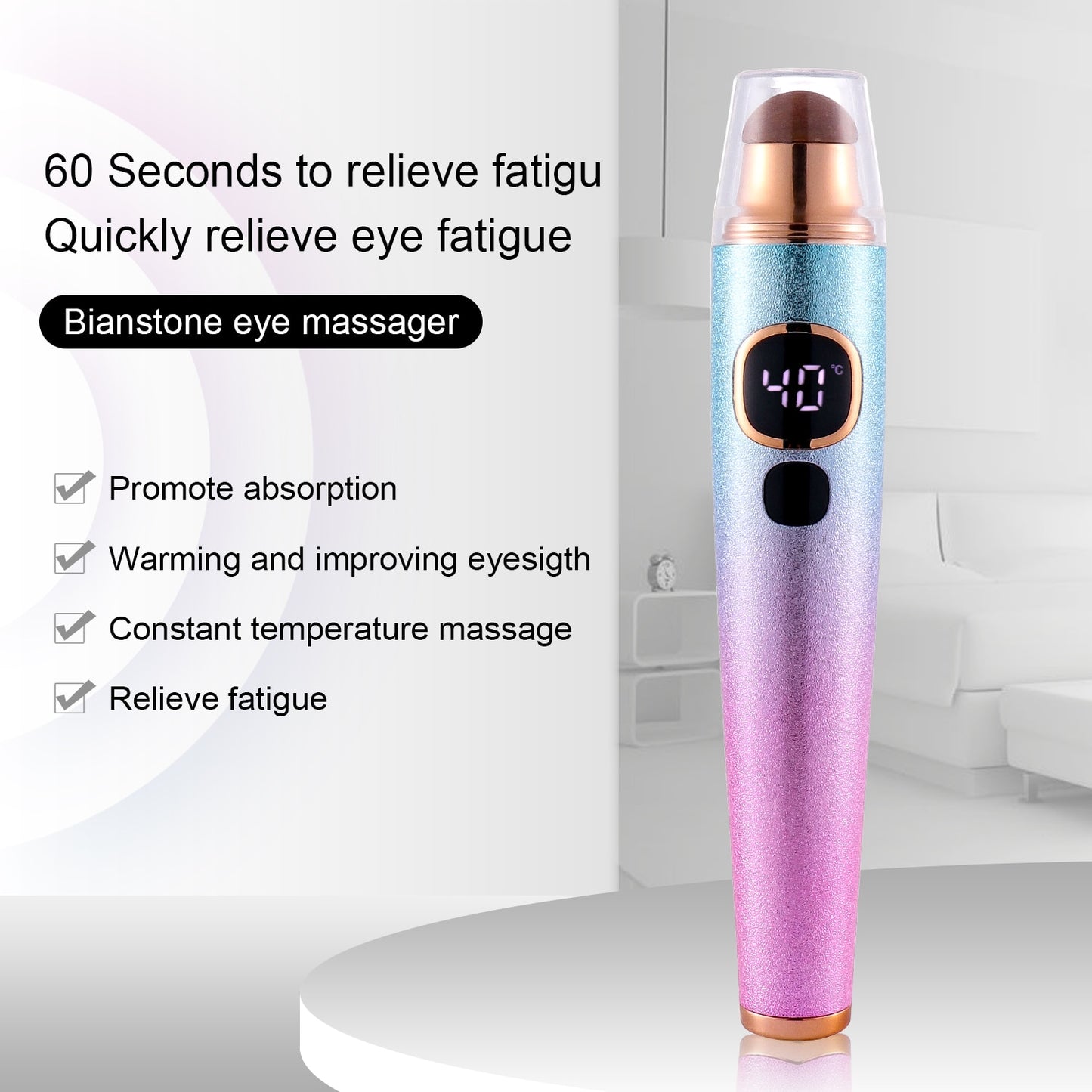 Massageador elétrico para os olhos LESCOLTON com terapia de calor em 60 segundos para massagem de beleza para rugas