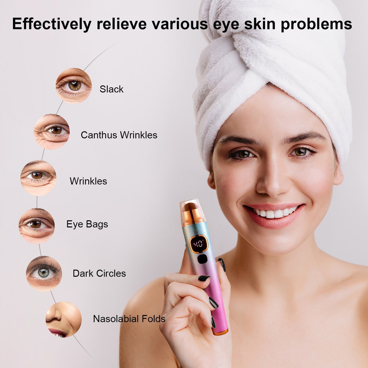 Massageador elétrico para os olhos LESCOLTON com massagem de beleza para rugas e alívio de problemas na pele dos olhos