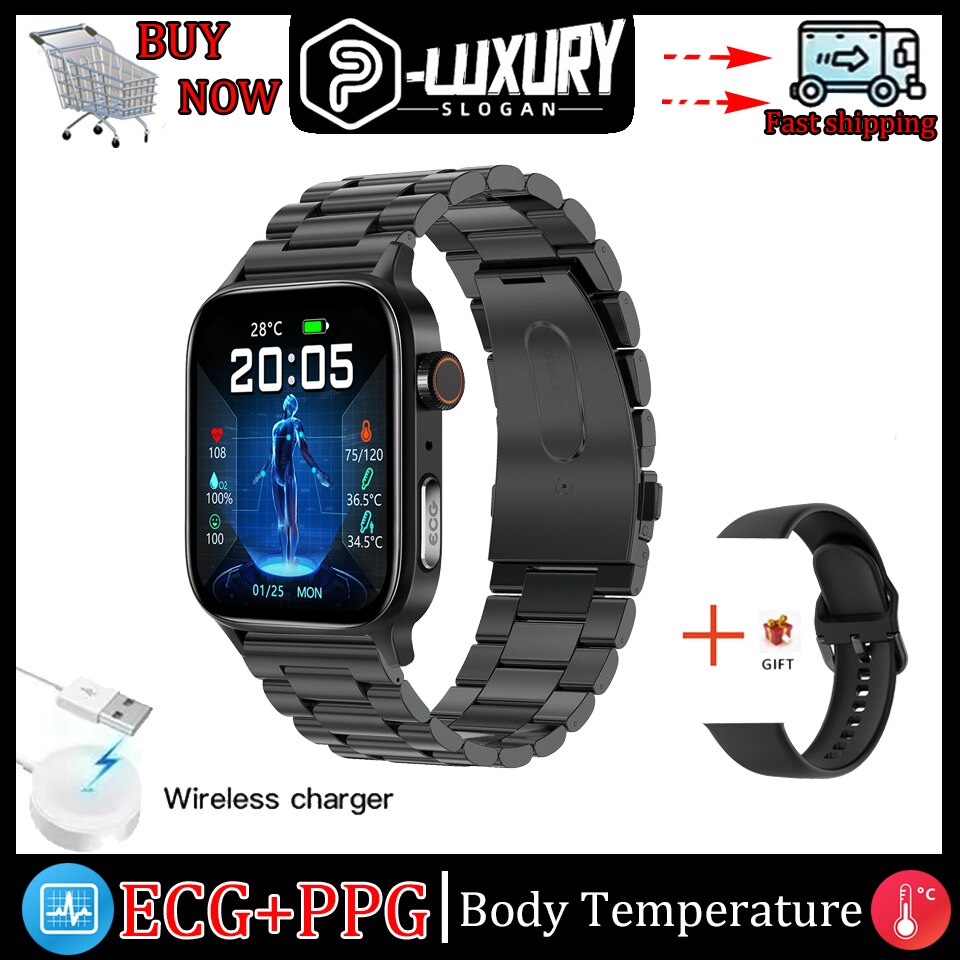 Relógio eletrônico inteligente de pulso feminino PLUXURY com medidor de smartwatch oxigênio no sangue
