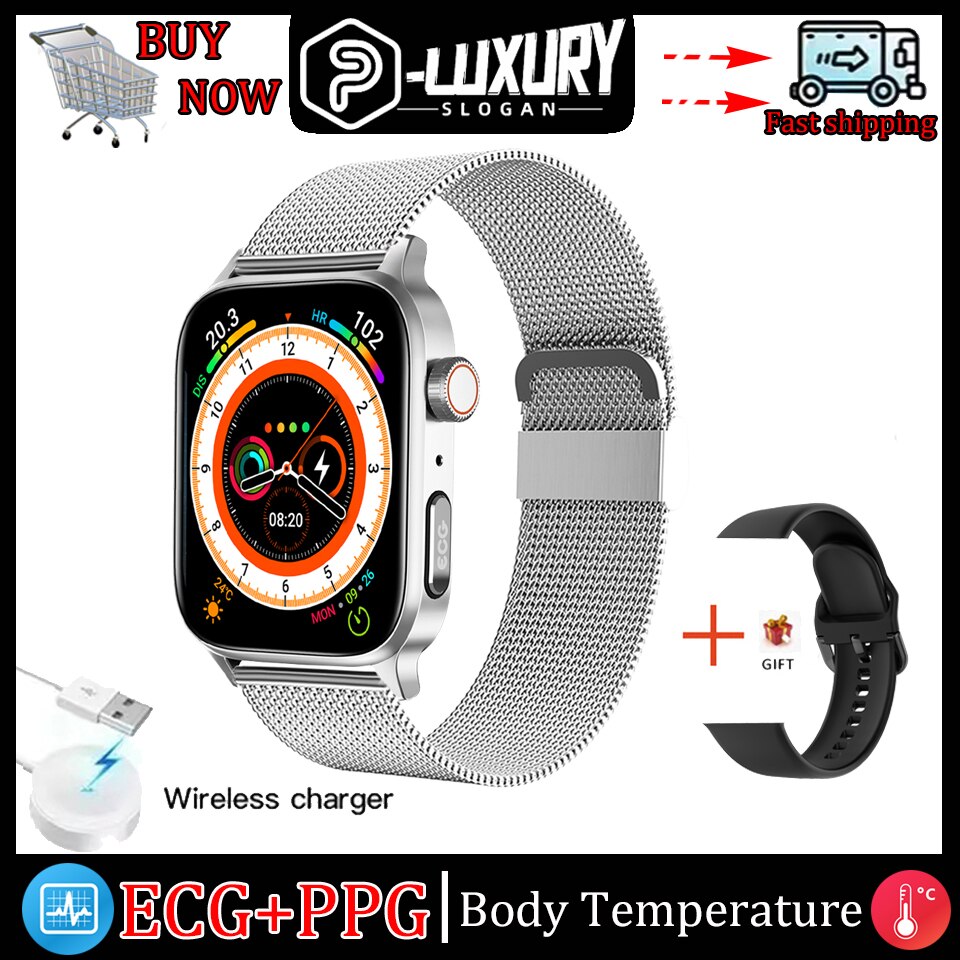 Smartwatch oxigênio no sangue feminino PLUXURY com tela colorida e carregamento sem fio