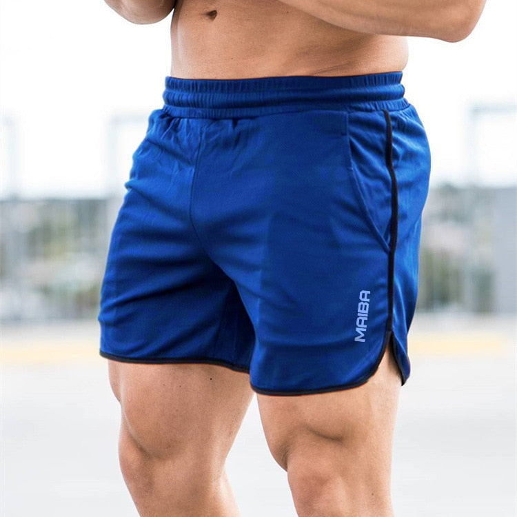 Shorts masculino fitness YOSHINEE em azul, ideal para treinos e atividades físicas