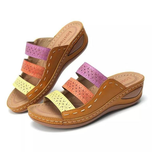 Sandálias deslizantes para mulheres da BECKY WALK com detalhes coloridos e design confortável