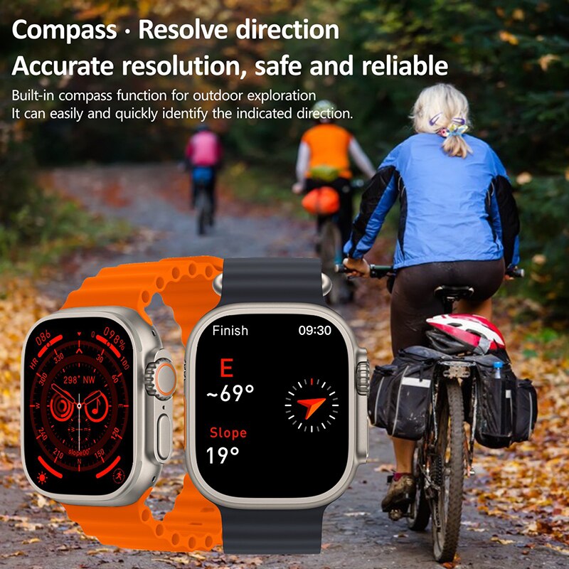 Relógio HK8 Pro Max masculino com função bússola e design resistente, ideal para aventuras ao ar livre