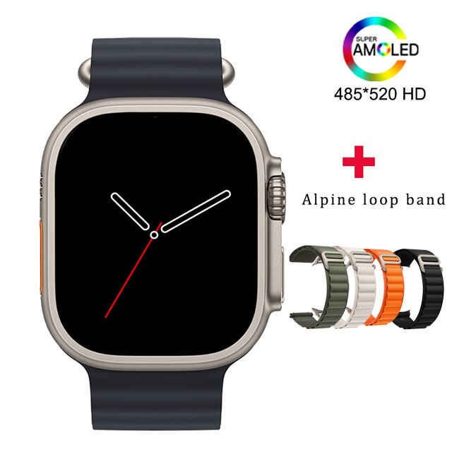 Relógio HK8 Pro Max com tela Super AMOLED 485x520 HD e pulseira Alpine loop em várias cores