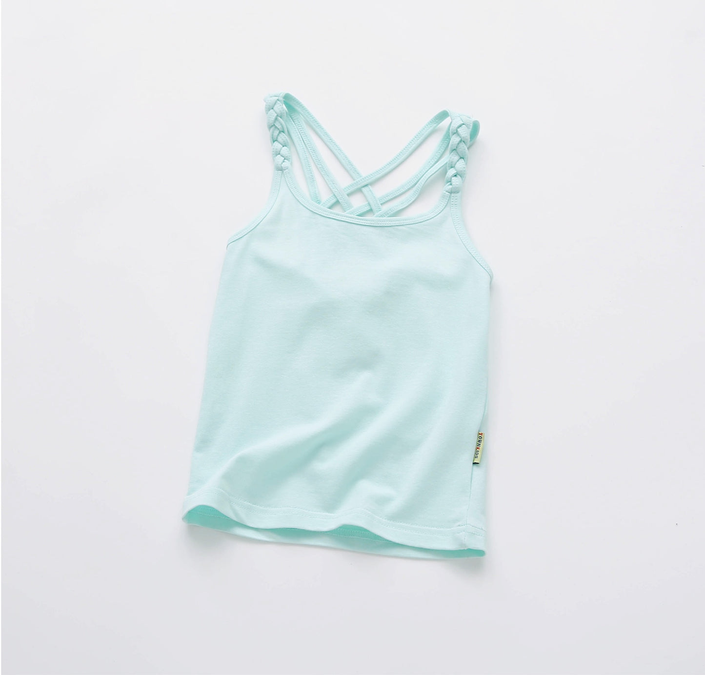 Camisola esportiva para meninas em azul claro com alças cruzadas e design confortável