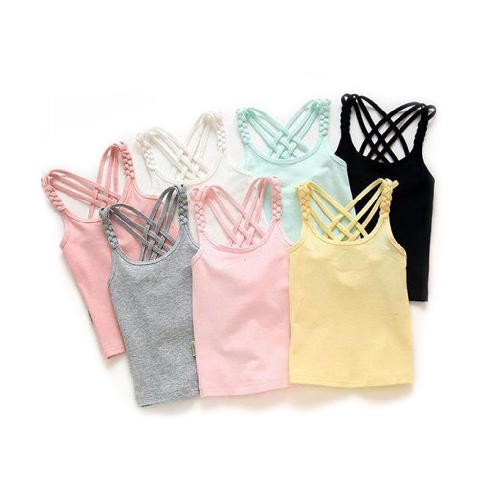 Camisolas esportivas para meninas em várias cores com alças cruzadas para conforto e estilo