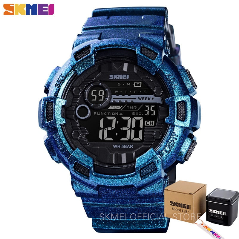 Relógio eletrônico esportivo masculino SKMEI com cronógrafo display LED à prova d água